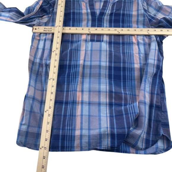 Womens Talbots Plaid Tunic Top Blue & Pink Long Sleeve Large - Picture 5 of 6